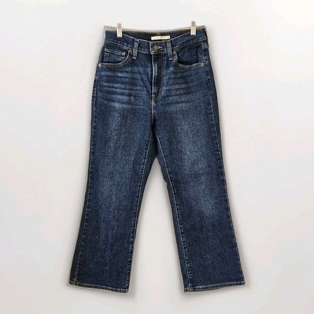 Levi's Jeans Women 28 Blue High Waisted Crop Flare Pocket Western Preppy Cowgirl